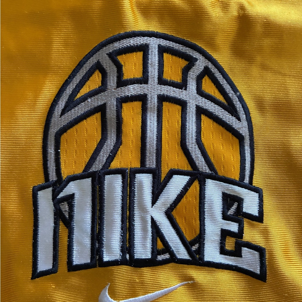 Nike Yellow Navy Blue Short Sleeve Basketball Sports Training Practice Jersey 6